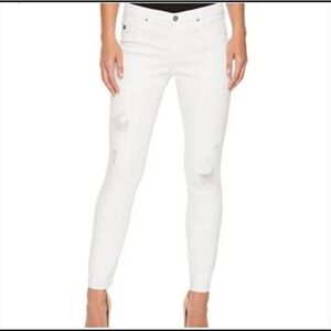 AG Adriano Goldschmied White Distressed Skinny Jeans